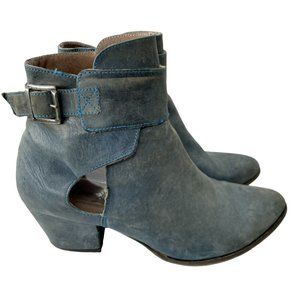 Free People Women's Belleville Blue Leather Ankle Boots Size EU 38/US 7-7.5